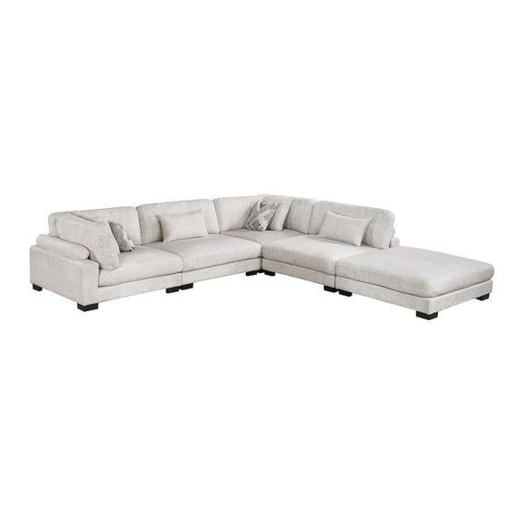 Lexicon Corydon Microfiber 5-Piece Modular Sectional with Ottoman in Beige