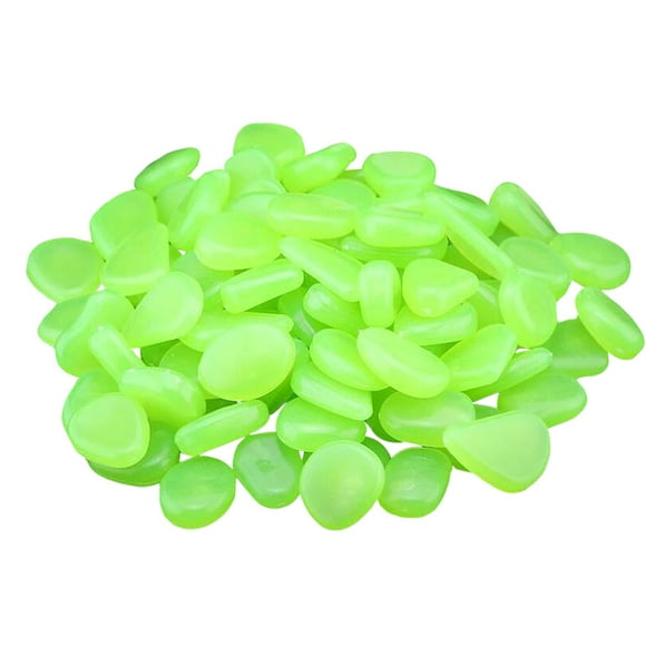 100pcs Luminous Cobblestones Pebbles Stones Glow in the Dark Gravel for Aquarium Fish Tank Garden Yard Decoration (Green)