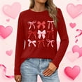 thumbnail image 2 of Erwazi Womens Long Sleeve Crew Neck Valentine T Shirts Love Bow Printed Casual Cute Tee Tops, 2 of 5
