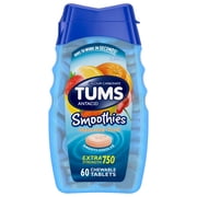 Tums Smoothies Extra Strength Heartburn Relief Antacid Tablets, Fruit, 60 Count