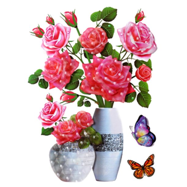 3D Wall Sticker Flower Wall Decal DIY Superposition Floral Stickers