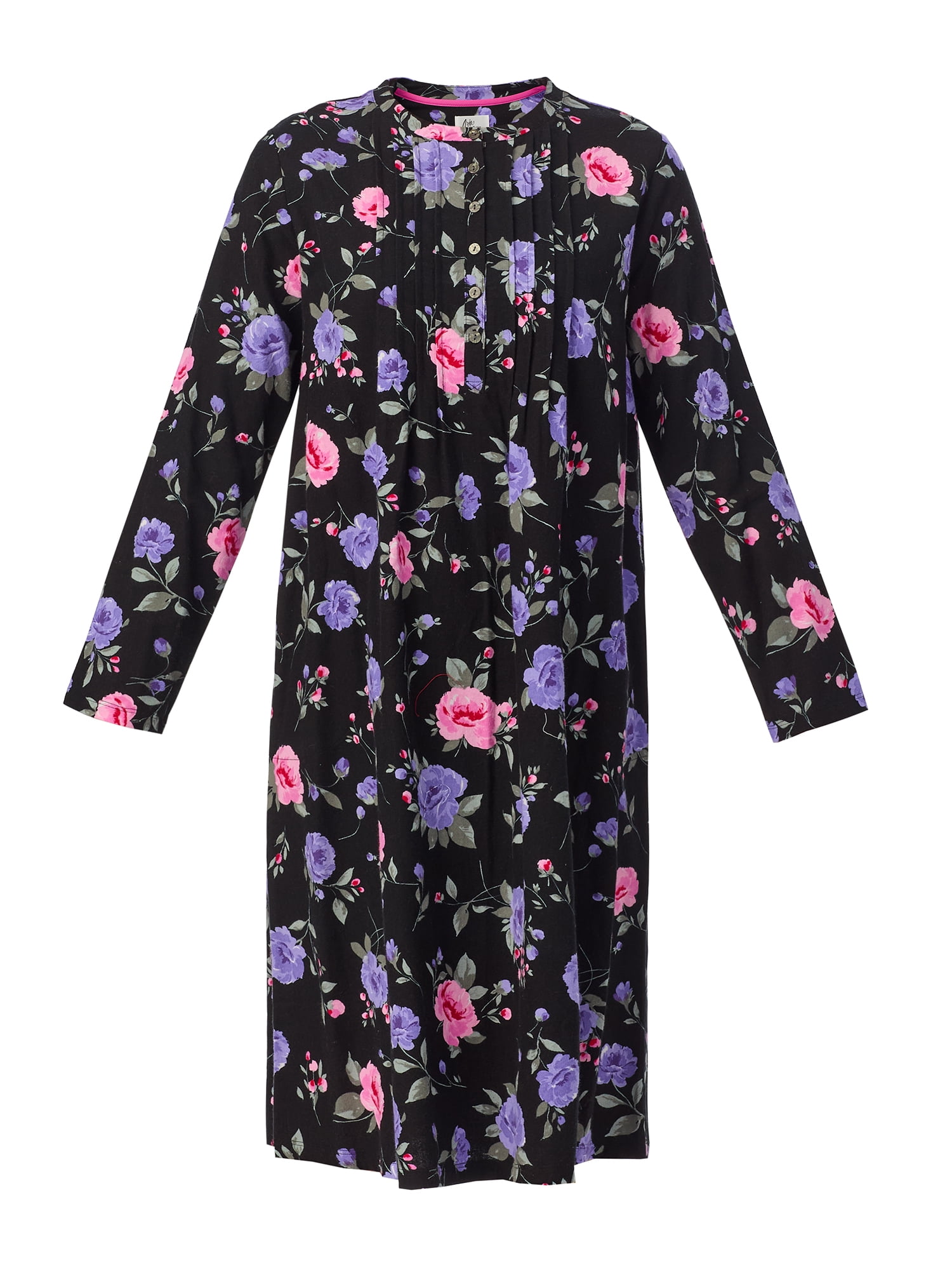 Aria Women’s 100% Cotton Woven Flannel Long Sleeve Nightgown, Sizes XS-5X