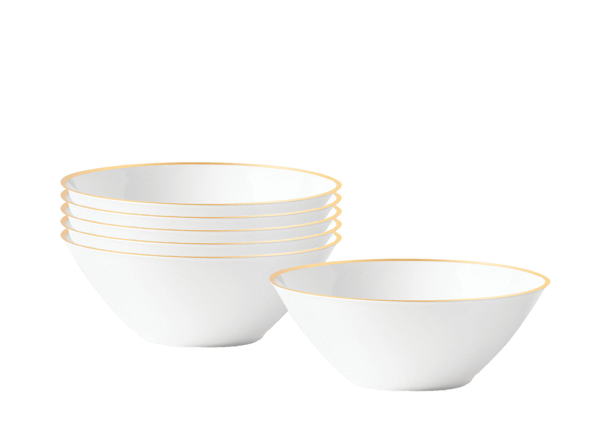 [20 Pack 6 oz] Plastic Soup Bowls Disposable Gold Rimmed Plastic