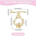 thumbnail image 2 of 1 Set 4 Sets Brass Toggle Clasps 18K Gold Plated Brass Flower Golden Clasps Connectors T Bar Clasps Sets for DIY Earrings Bracelet Necklace Jewelry Making, 2 of 4