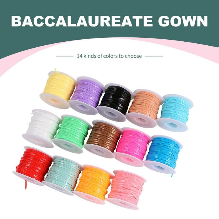 1 Set Flat Braided Rope Eco-Friendly PVC Plastic Weaving Cord Multi-Color Knitting Rope with Round Button Gourd Buckles Lobster Button (Green+Blue+