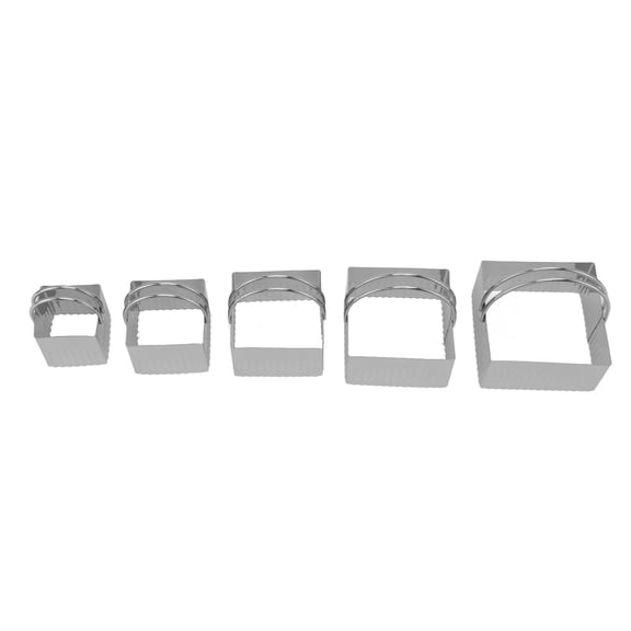 5 piece Square Cookie Cutter Set, Stainless Steel Baking Molds with Handles