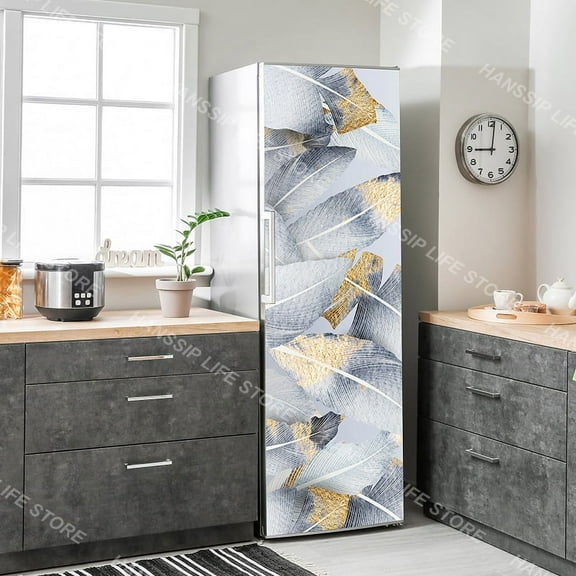 tic Flowers Refrigerator Sticker Plain Wallpaper Removabke Kitchen Cabinet Fridge Door Wrapping Cove