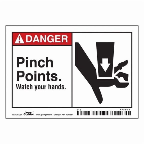 Safety Sign, 3 1/2 in Height, 5 in Width, Vinyl, Horizontal Rectangle, English, 475D23 475D23