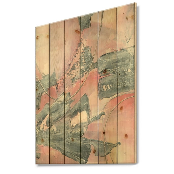 Designart 'Durty Shabby Pink Blush III' Shabby Chic Print on Natural Pine Wood