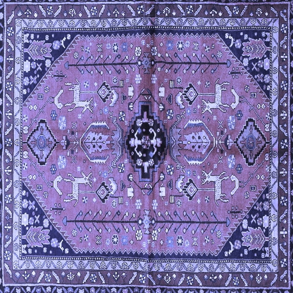 Ahgly Company Machine Washable Indoor Square Persian Blue Traditional Area Rugs, 8' Square