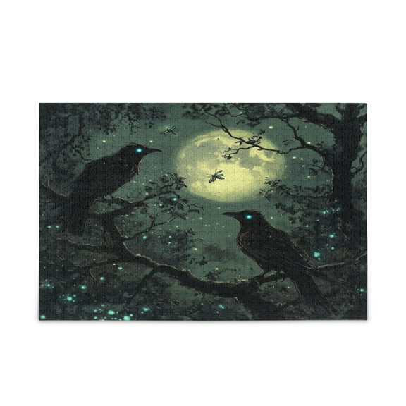 WOBOGO Midnight Dark Crow Puzzle Challenge 500 Piece Jigsaw Suitable for Game Night Finished Size 20.5 x 14.9in