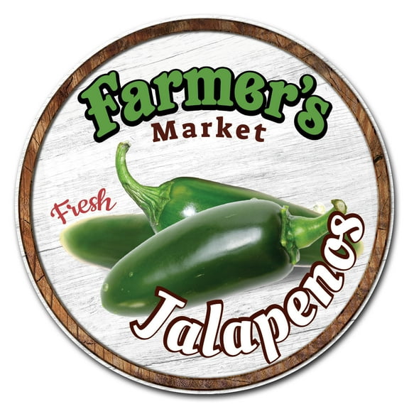 SignMission C-24-CIR-WS-Jalapenos Corrugated Plastic Sign with Stakes 24 in. Circular - Farmers Market Jalapenos