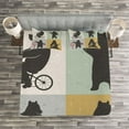 thumbnail image 3 of Ambesonne Bear Quilted Bedspread Set 3 Pcs, Funny Frames Drawing Style, Queen Size, Multicolor, 3 of 3