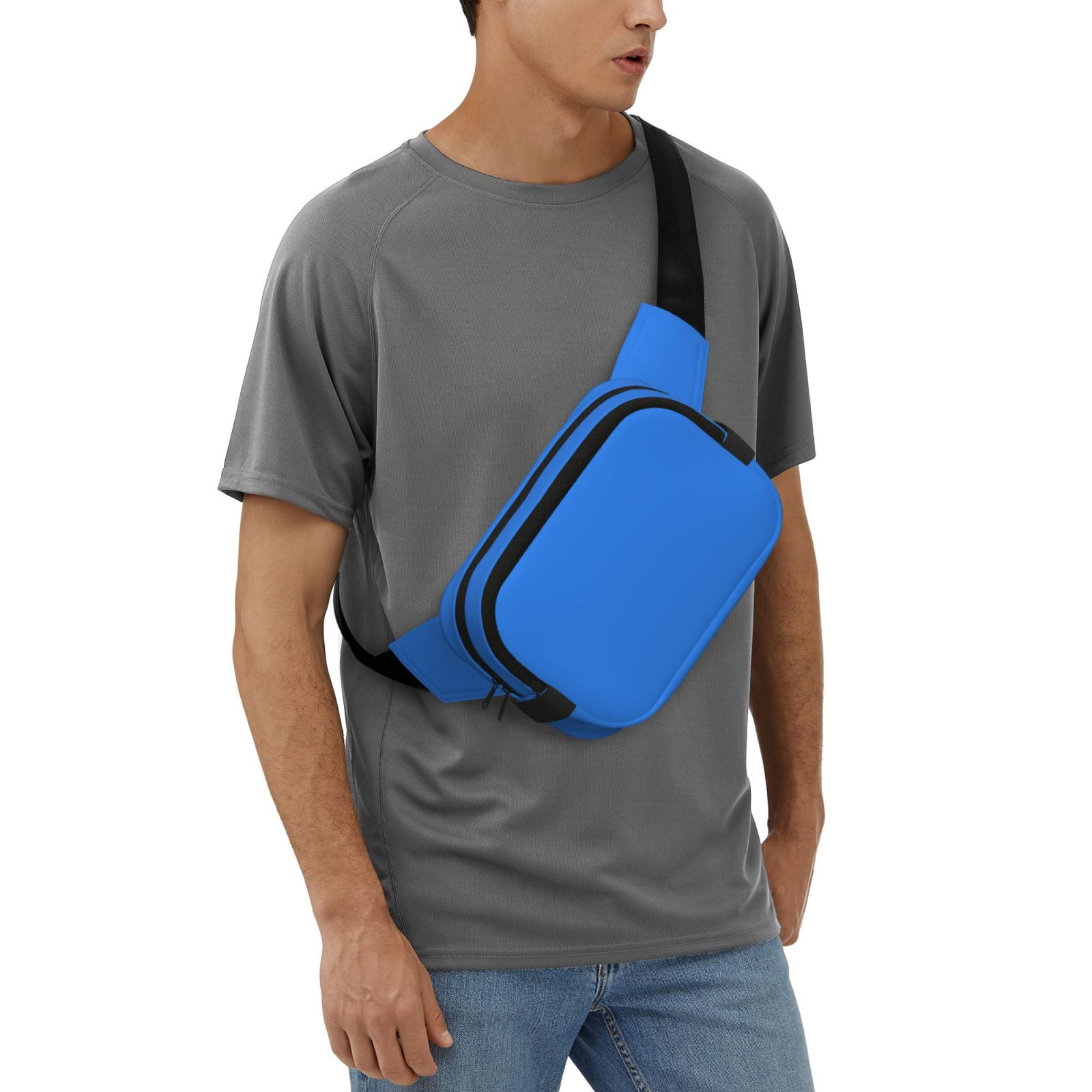 Picia Dodgerblue Print Square Double-Layer Waist Bag Mini Adjustable Waist Belt Bag Exercise Running Travel Hiking
