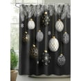 thumbnail image 3 of Black Christmas Waterproof Fabric Shower Curtain, Xmas Pine Needles Balls Snowflake Shower Curtain for Bathroom Curtains Bathtubs Hotel Washable Shower Curtains with 12 Hooks Standard 60x72, 3 of 6