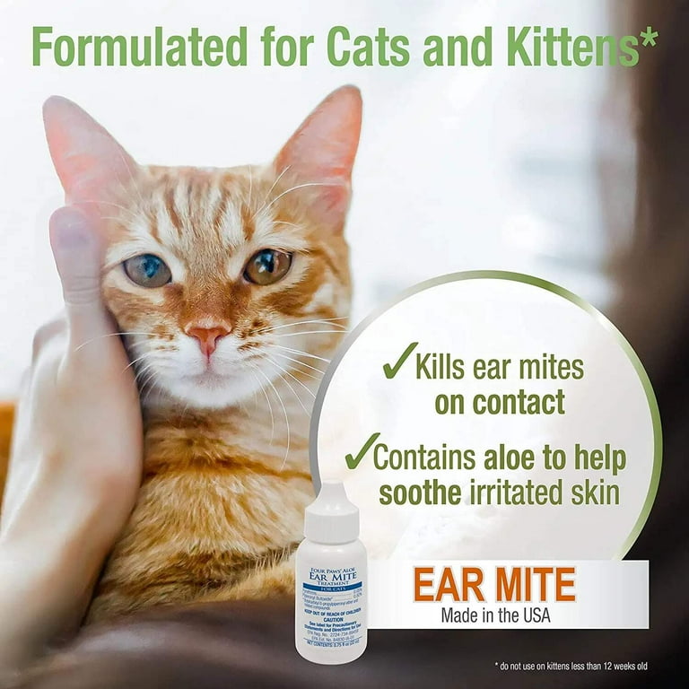 Four Paws Healthy Promise Aloe Ear Mite Relief Drops Pet Medicine for Cats 0.75 Fl. Oz. Walmart