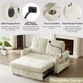 thumbnail image 6 of 3-in-1 Convertible Sofa Bed, 54" Loveseat Sleeper with Cup Holders & Phone Holder and Charging Station, Pull Out Couch with Adjustable Backrest & Pockets for Living Room Apartment, Beige, 6 of 8