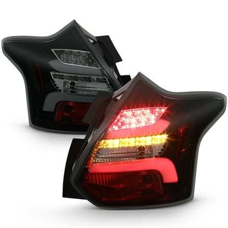 Black Smoke 2012-2014 Ford Focus Hatchback SEQUENTIAL LED Tube Tail Lights Lamps