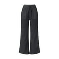 thumbnail image 4 of Women High Waisted Wide Leg Pants Fashion Drawstring Elastic Trousers Comfy Straight Leg Long Pants With Pockets Linen Elastic Waist Drawstring Long Wide Leg Pants Active Pants for Women Womens plus, 4 of 6