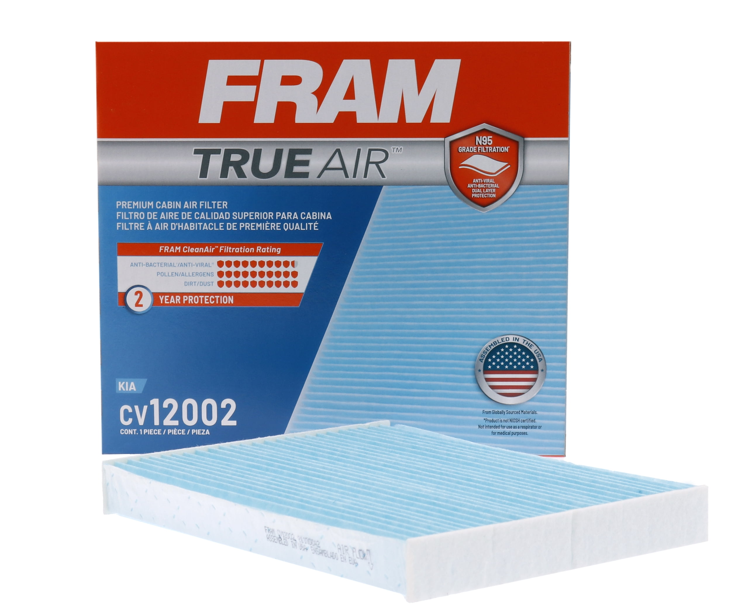 FRAM CV11966 TrueAir Premium Cabin Air Filter with N95 Grade Media 