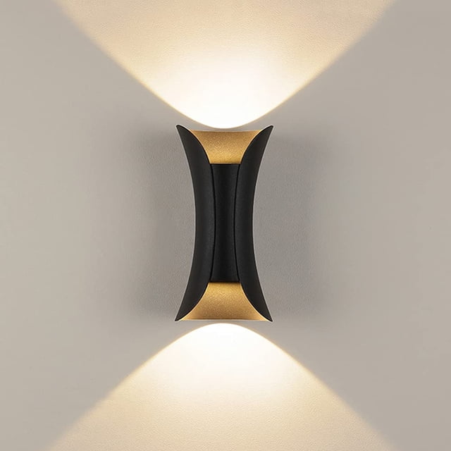 Aplique LED de 10W para exteriores, focos de pared para interiores, lámpara de pared para exteriores moderna de aluminio IP65, foco para arriba y abajo, luz blanca cálida, aplique para exter JFHHH pequeña