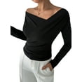 thumbnail image 3 of Women'S Off-the-Shoulder Tops, Fashionable Slim-Fit Long-Sleeved Spring and Autumn Nightclub Shirts Black M, 3 of 8