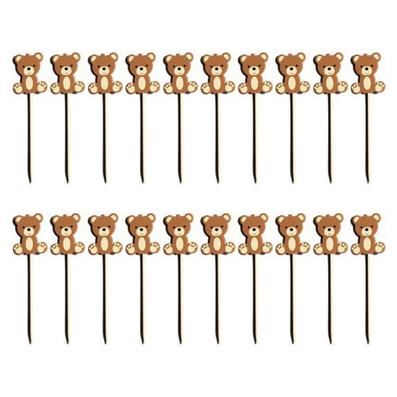 20x Cartoon Bear Cake Toppers Cute Bear Paper Tags for Birthday Decorations DIY Gifts Packaging