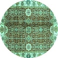 thumbnail image 1 of Ahgly Company Machine Washable Indoor Round Abstract Turquoise Blue Modern Area Rugs, 7' Round, 1 of 4