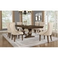 thumbnail image 2 of Maklaine Walnut Wood Dining Set with Extendable Table & Beige Linen Chairs, 2 of 11