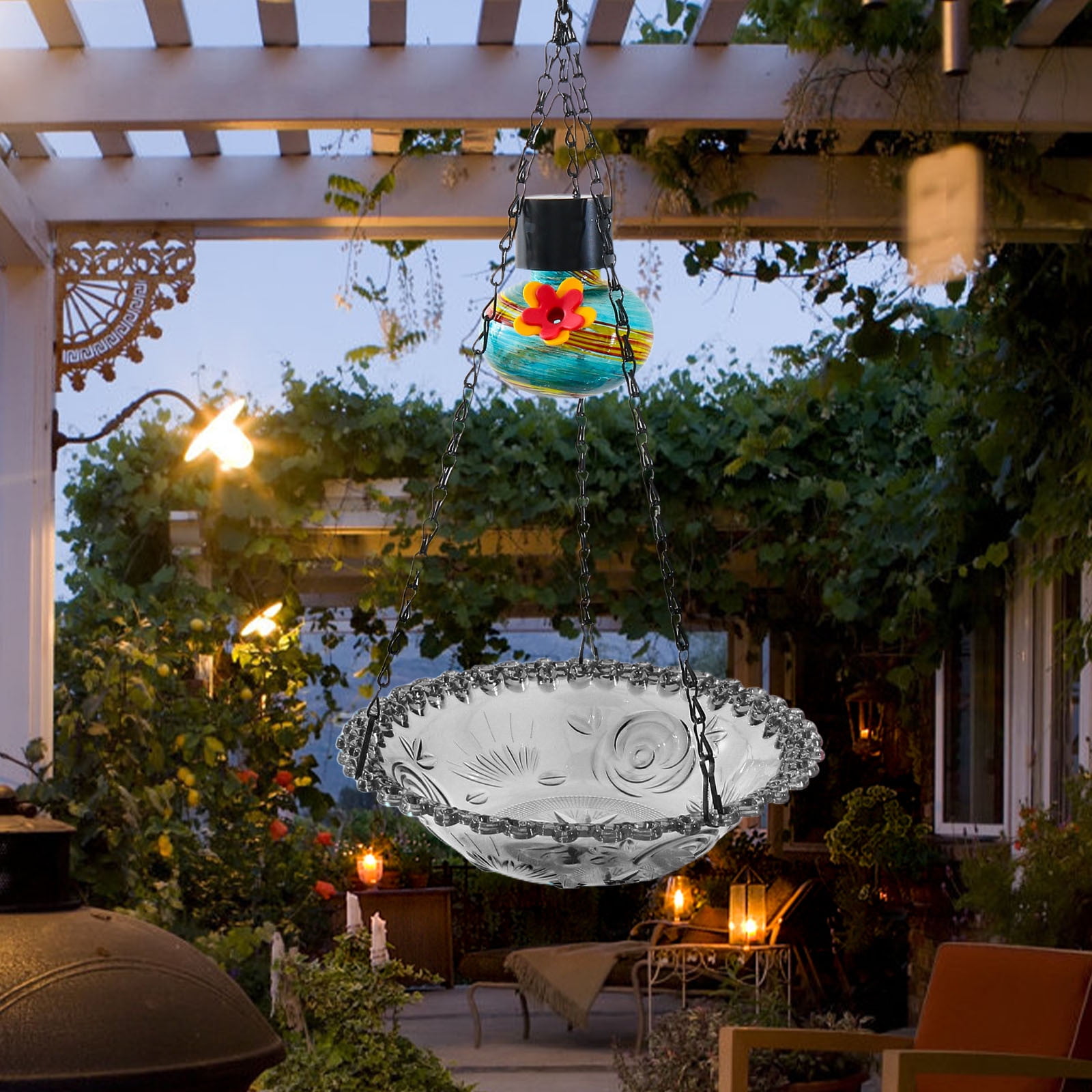 Hanging Bird Feeder,Versatile Bird Bath Tray for Outdoor,Beautiful Birds Attract and Feeding Device,Suitable for Garden and Courtyard