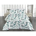 thumbnail image 2 of Ambesonne Leaf Print Quilted Coverlet 2 Pcs, Eucalyptus Branches Art, Twin Size, Pale Teal and Cadet Blue, 2 of 4