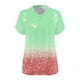 thumbnail image 4 of Tamaño Más Manga Corta Tops para la Impresión de Cuello en V de las Mujeres, Color Sólido Base de Verano Camiseta Casual, 4 of 4