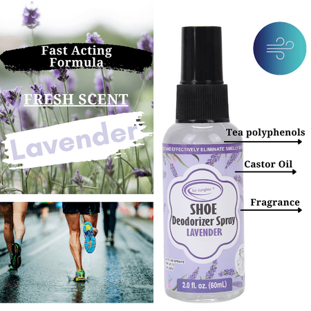 Air Jungles Odor Deodorizer Spray for Shoes, Gym Bags, Drawers, and Locker, Lavender Zen Scent, Natural Tea polyphenols and Essential Oil Long Lasting Odor Eliminator Air Freshener