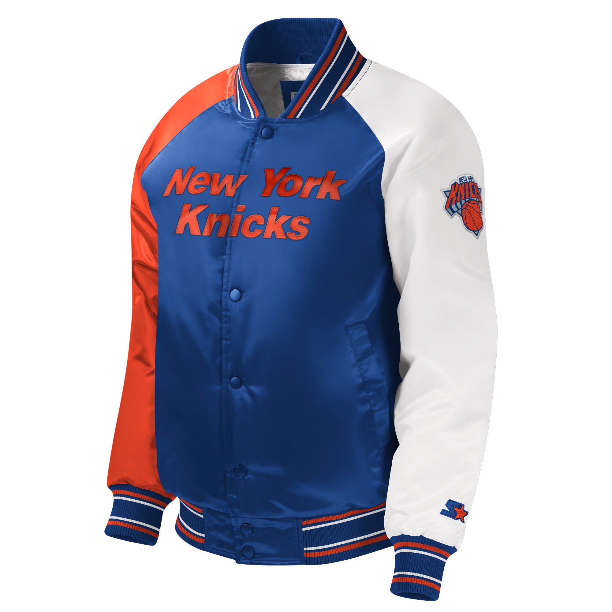Youth Starter Royal New York Knicks Raglan Full-Snap Varsity