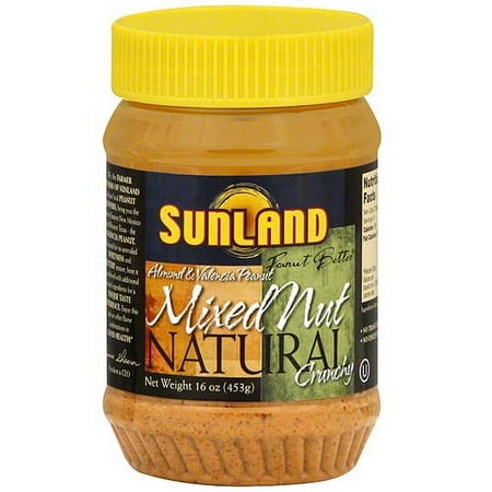 Sunland Crunchy Mixed Nuts Peanut Butter, 16 oz (Pack of 6)