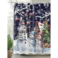 thumbnail image 2 of Blue Christmas Shower Curtain Set, Waterproof Shower Curtains for Bathroom, Xmas Winter Snowman Snowflakes Trees Washable Fabric Cloth Bath Curtain for Bathtub Decoration with Hooks 48x72 Inches, 2 of 6