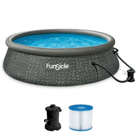 Open Box Funsicle 12' x 36" QuickSet Ring Top Above Ground Pool, Herringbone