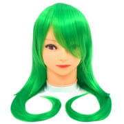 Neon Green Long Curled Wig