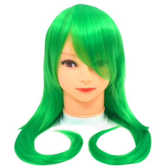 Neon Green Long Curled Wig