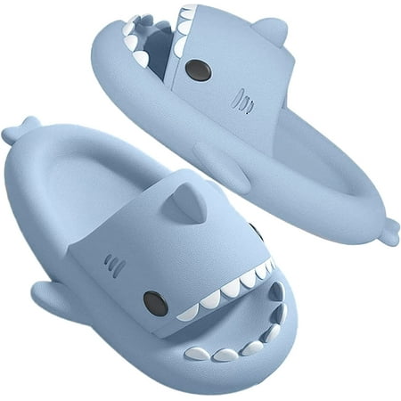 

KEXIKELE Fun Shark Slides Bathroom Shower Non-slip Slippers Outdoor Couple Slippers Summer Beach Slippers for Men and Women smiley face slippers