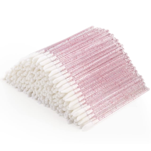 "300 Counts Lip Applicators Disposable Lip Brushes Crystal Lipstick Lip Gloss Wands, Pink"