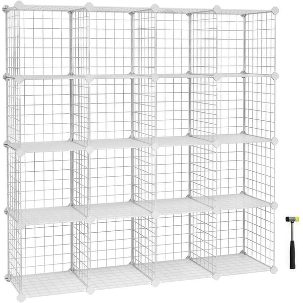 Metal Wire Cube Storage 16 Shelves, 16 Cube Wire Storage Shelves