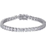 Rhodium Plated Round Cz Tennis Bracelet