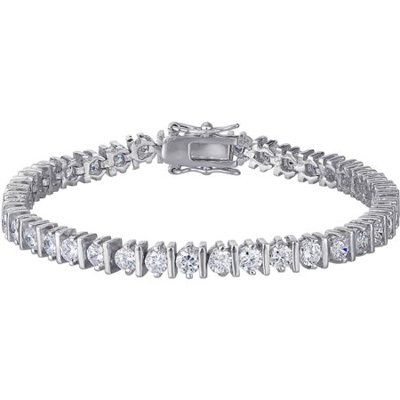 Rhodium Plated Round Cz Tennis Bracelet