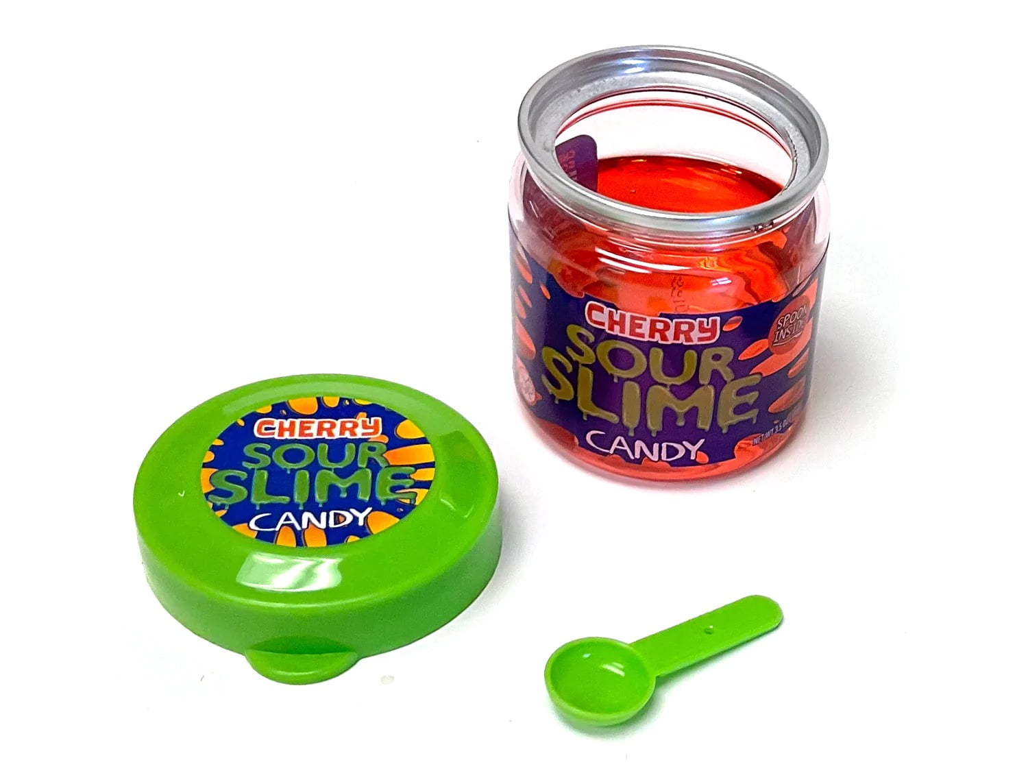 Sour Slime Candy 3.5 Ounce Jars, Sour Green Apple & Soup Cherry Flavors - 9 Count Display Box