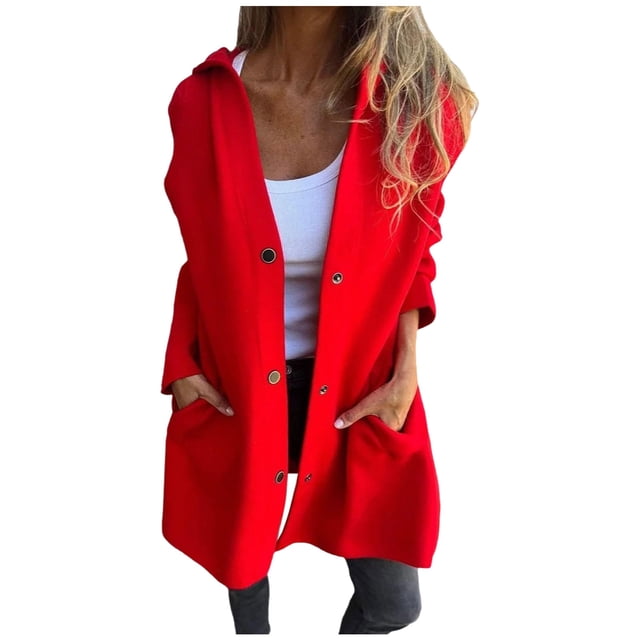 Trench-Coat pour Femmes Élégant Chaud Transition Manches Longues Col à Revers pour Automne Hiver Saison