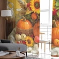thumbnail image 4 of Fall Thanksgiving Semi Sheer Curtains 72 Inch Length 2 Panels Set, Pumpkins Birds Sunflower Oil Painting Sheer Kitchen Curtain Privacy Voile Window Curtain for Living Room Bedroom Rod Pocket Drapes, 4 of 7