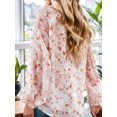 thumbnail image 3 of Weardear Women Boho Floral V Neck Dressy Blouses Puff Long Sleeve Elegant Chiffon Tops, 3 of 7