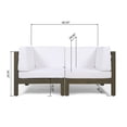 thumbnail image 4 of Keith Outdoor Acacia Wood Loveseat with Cushions, Gray and White, 4 of 4