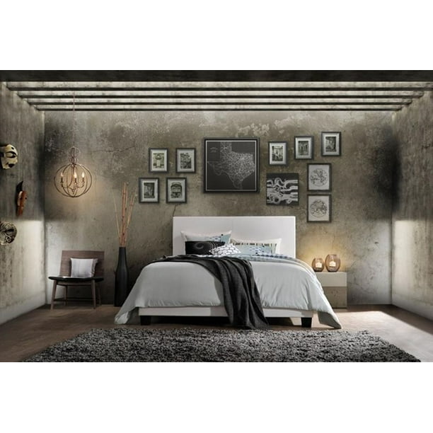 1pc Contemporary Queen Size White Pu Padded Headboard Bed Bedroom Furniture Walmart Com Walmart Com